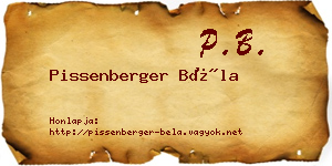 Pissenberger Béla névjegykártya